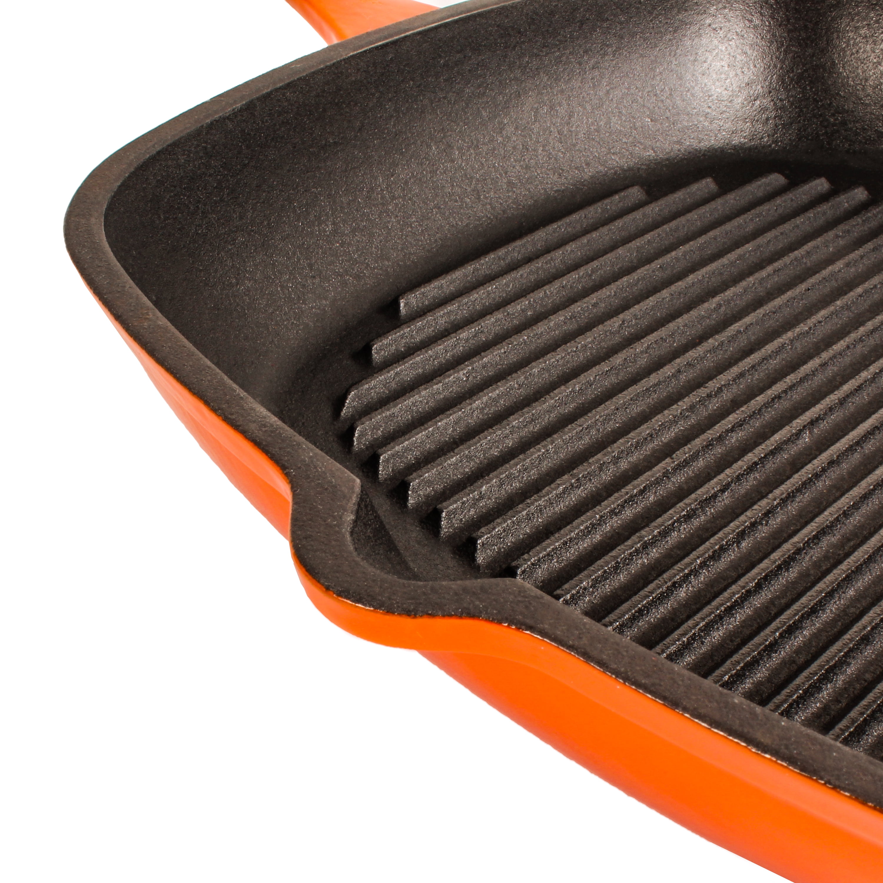 BergHOFF Neo 2pc Cast Iron 11" Grill Pan with Slotted Steak Press, Orange
