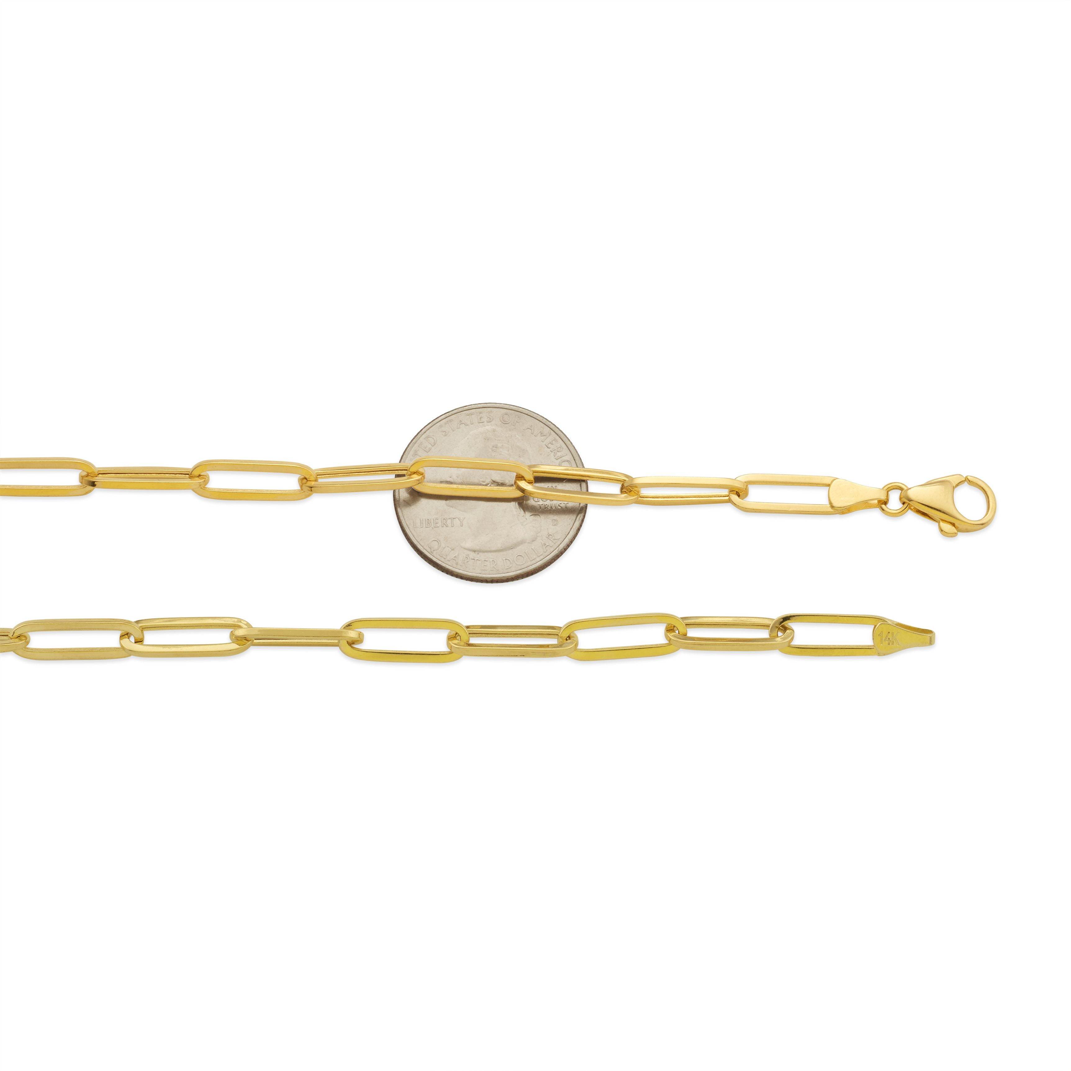 14k Yellow Gold 5mm Paper Clip Link Necklace (22")