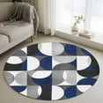 thumbnail image 3 of 3.3ft Washable Round Rug, Vintage Middle Non-Slip Circle Area Rug for Entryway Bedroom, Ages Modern Abstract Geometric Blue Indoor Accent Floor Mat for Home Decor, 3 of 9