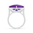 thumbnail image 2 of ANGARA Natural Cushion 11 ct Amethyst Halo Ring with Clover Motif in 14K White Gold for Women (Size-14mm) | February Birthstone, Birthday, Anniversary, Jewelry Gift for Women | Natural Amethyst Ring, 2 of 8