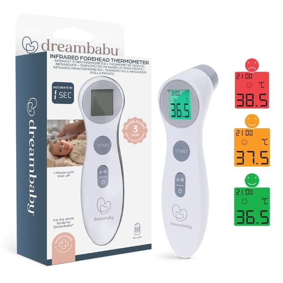 Dreambaby® Touchless Non Contact Digital Infrared Forehead Thermometer - Fever Temperature Scanner - for Baby and Adults (with Object Mode Switch Option)