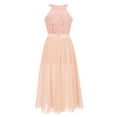 thumbnail image 3 of XUNZOO Junior Big Girls High Neck Chiffon Bridesmaid Dress Wedding Party Ball Prom Long Gowns Coral 16, 3 of 6