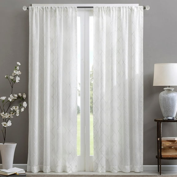 Diamond Sheer Window Curtain Panel (Only 1 Pc Panel)