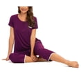 thumbnail image 1 of MINTLIMIT Women's Short Sleeve Tops and Capri Pants Solid Pajama Sets, 1 of 4