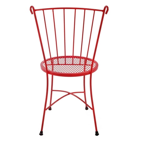 red wrought iron bistro set