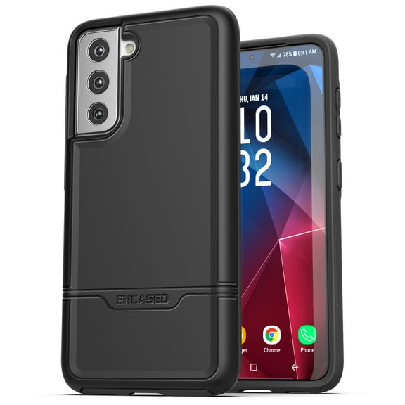 Encased Samsung Galaxy S21 Case (Rebel Series), Heavy Duty Protective Phone Case (Black)