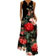 thumbnail image 3 of YANHAIGONG Boho Dresses for Women 2025, Sunmmer Floral Maxi Dress V Neck Sleeveless Vintage Ruffle Flowy Beach Dress with Pocket ,Casual Flowy Maxi Beach Dresses, 3 of 5