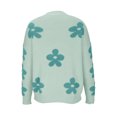 thumbnail image 5 of Lovskoo Sweaters for Women Long Sleeve Winter Pullover Soft Waxy Trendy Beaded Flower Design Knit Sweater Green, 5 of 7