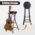 thumbnail image 5 of Guitar Stool with Padded Seat | Collapsible Chair with Guitar Stand & Retractable Hook | Adult Portable Folding Stool for Music Practice, 5 of 9