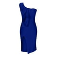 thumbnail image 6 of Women's Formal Dresses One Shoulder Ruffles Bodycon Dress Solid Sexy Elegant Split Cocktail Party Dress for Wedding Guest, 6 of 7