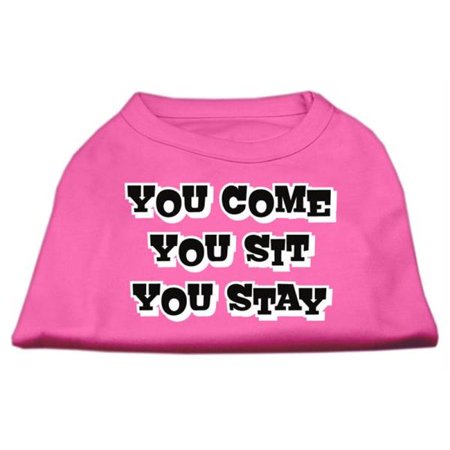 Mirage Pet Products You Come You Sit You Stay Screen Print Shirts Bright Pink XXL - 18
