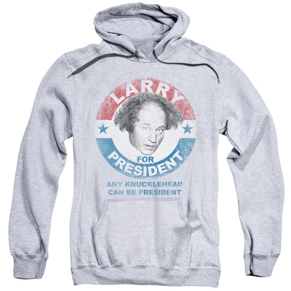 Three Stooges Larry For President Adult Pullover Hoodie Sweatshirt Athletic Heather
