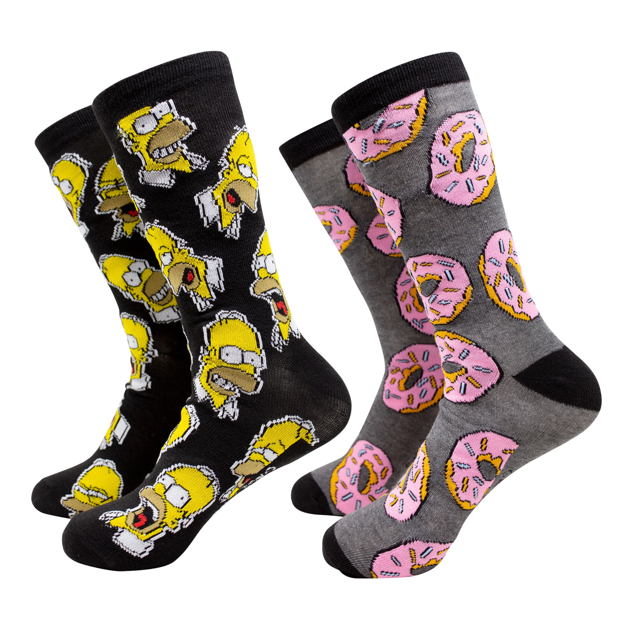 2 Pairs One Size Official The Simpsons Homer Simpson Adult Assorted Socks 