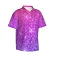 thumbnail image 3 of Xecao Pink Purple Glitter print Hawaiian shirt - a stylish short-sleeve button-down for men, perfect for casual beach and tropical outings., 3 of 9