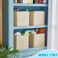 thumbnail image 7 of 12 Pcs Cube Storage Bin 11'' Collapsible Storage Cubes for Classroom Foldable Cube Storage Organizer Bins Fabric Bins Storage Basket Fabric Cubby Boxes for Shelf(Beige), 7 of 7