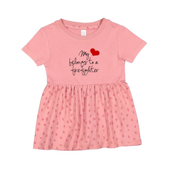 Inktastic My Heart Belongs Firefighter Girls Baby Dress