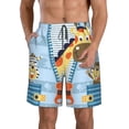 thumbnail image 2 of Uemuo Giraffe Come Out From Zipper Pattern Men's Swim Trunks Hawaiian Beach Bathing Suit Swimsuits Beach Quick-Dry Shorts with Pockets-Medium, 2 of 9