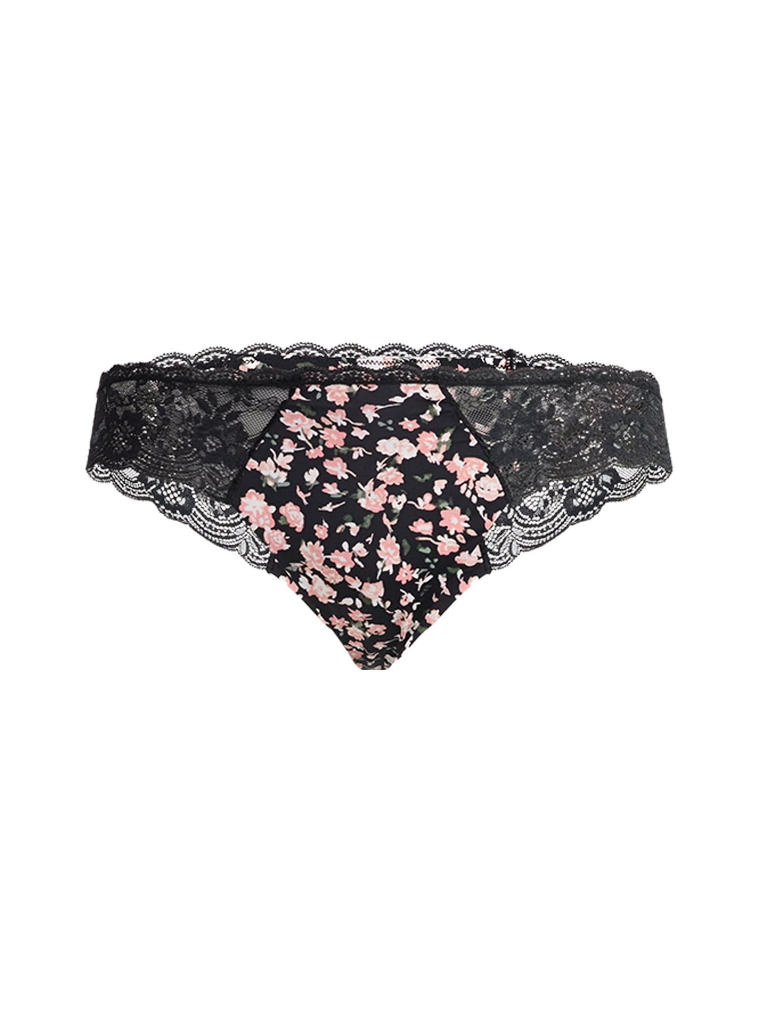Joyspun Women's Microfiber and Lace Thong Panties, 3-Pack, Sizes XS-3XL