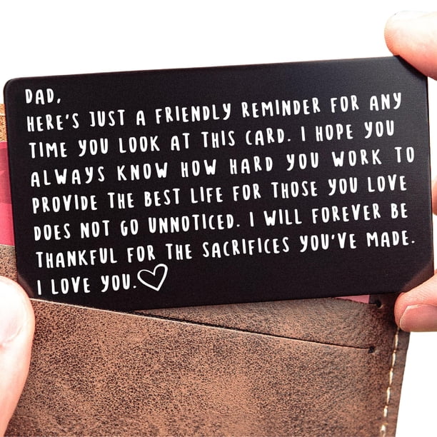 Tarjeta tipo cartera grabada con puntos rojos con láser, el mejor regalo para papá