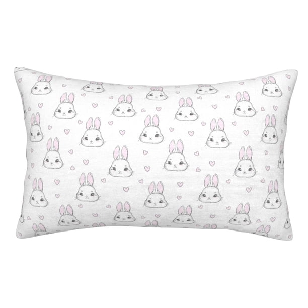 Fotbe Heart Rabbit Funda de Almohada Decorativa Estilo Occidental, Lujo en Algodón, Fundas para Almohadas King, Cojín Estampado para Decoración del Hogar-20"x30"