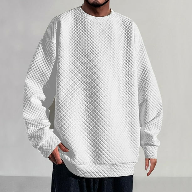 pstuiky manga larga para hombre, Sudadera con capucha informal de color liso para hombre, manga larga y cuello redondo Tops de hombre m