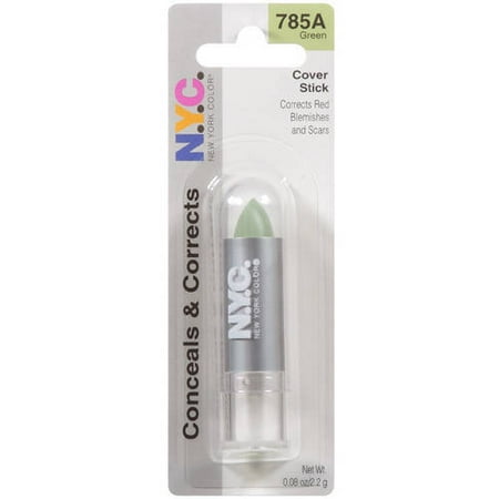 nyc cover stick, conceals red blemishes & scars, 785 green, 0.08 oz