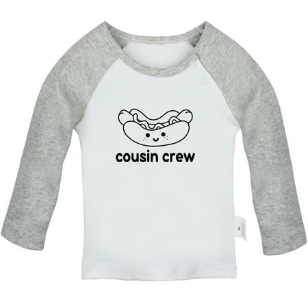 

Cousin Crew & Hot Dog Image Print T shirt For Baby Newborn Babies T-shirts Infant Tops 0-24M Kids Graphic Tees Clothing (Long Gray Raglan T-shirt 6-12 Months)