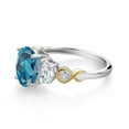thumbnail image 3 of Gem Stone King 925 Silver and 10K Yellow Gold 3-Stone Ring Topaz Moissanite (2.75 Cttw), 3 of 3