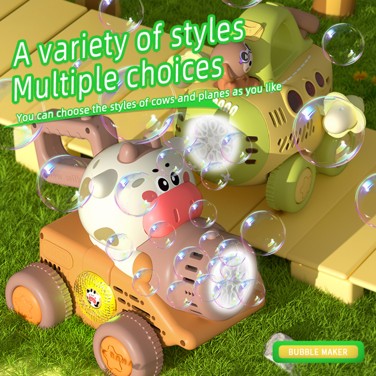 Automatic Bubble Lawn Mower Toys for Kids, Electric Bubbles Machine with Lights, Bubble Maker Blowers for Christmas Birthday Gifts