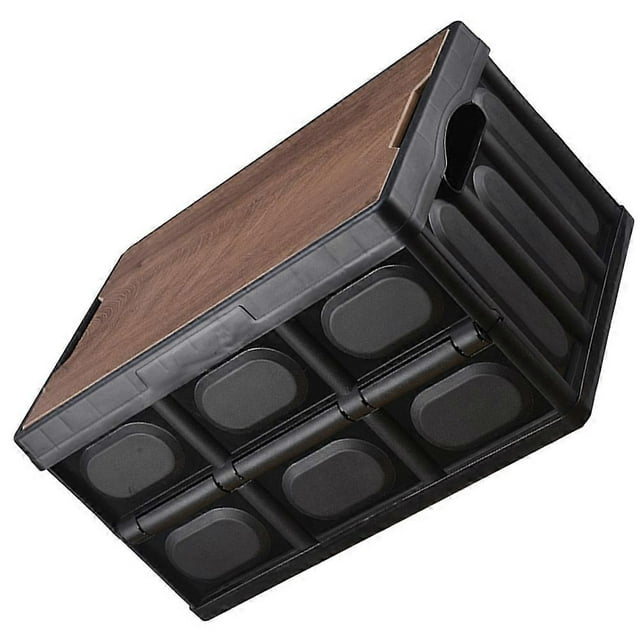 Folding Storage Bin with Lid for Closet Organization Black PP Material 12.5 x 10 x 8 Inches