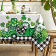 thumbnail image 4 of St. Patrick''s Day Tablecloth 70×70 Inch Round, Shamrock Trucks Black Buffalo Plaid Washable Table Cover for Party Picnic Dinner Decor, 4 of 6