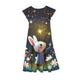thumbnail image 3 of Riecok 6 - 15 Years Old Girls' Summer Short - Sleeved Round - Neck Easter - Printed Waist - Gathering Pocket Tiered Dress Multicolor 12-13 Years, 3 of 5