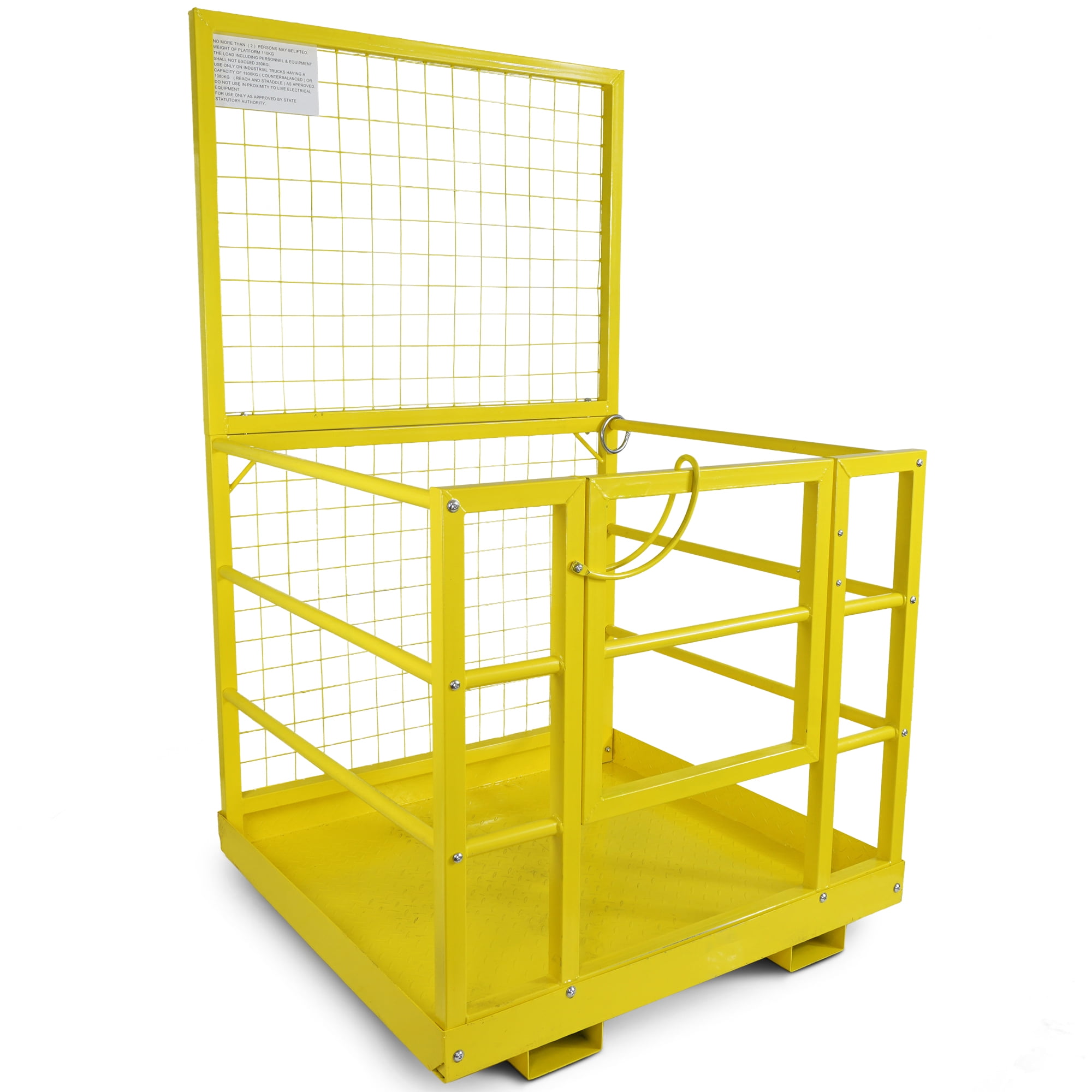 Forklift Safety Cage Work Platform Lift Basket Aerial Fence Rails Yellow 2 Man Walmart Com Walmart Com
