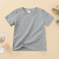 thumbnail image 2 of Yammkia Toddler Baby Boy Girl Short Sleeve Crew Neck T Shirt Pullover Summer Basic Tee Solid Casual Clothes 12 18 Months 2T-7T,Grey 3-4 Years, 2 of 7