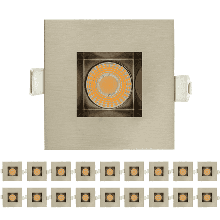 

Perlglow 18 Pack 2 inch Square Brushed Nickel Downlight Luminaire LED Recessed Light Fixtures 5CCT.