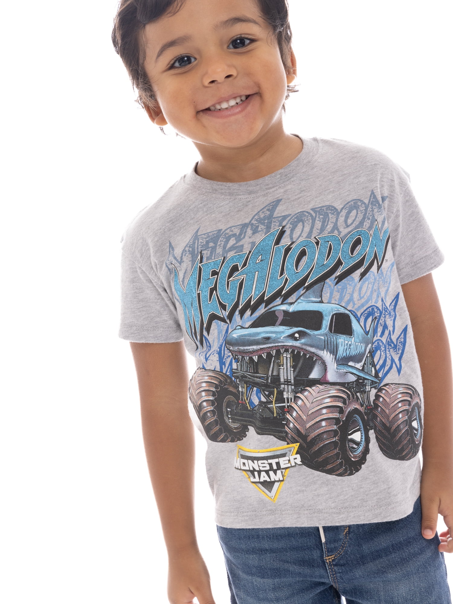 Monster Jam Toddler Megalodon Short Sleeve Graphic T-Shirt, Sizes 12 Months-5T