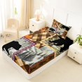 thumbnail image 4 of Castle Fairy Woodland Animal Bear Twin Sheets 3pcs,Jungle Leaves Retro Checkered Bedding,Brown Orange Cream,1 Fitted Sheet, 1 Flat Sheet and 1 Pillowcase, 4 of 6