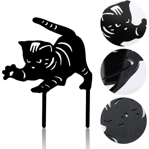Garden Cat Art Statues, Black Cat Acrylic Yard Decorative Gifts Bird Repellent Cat Silhouette Animal Silhouette Garden Stakes for Home Yards
