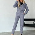 thumbnail image 2 of Busydd Two Piece Sets for Women Solid Color Track Suits Long Sleeve Zip Up Hoodies and Sweatpants with Pockets Sweatsuits Sets Casual Fall Vacation Travel Outfits for Women, 2 of 9