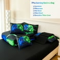 thumbnail image 4 of ZRNBAST 7Pcs Gamer Bed in a Bag Twin Bedding Set for Teens Boys Girls 3D Green Blue Flames Game Controller Comforter for Kids Room Decor, 4 of 9