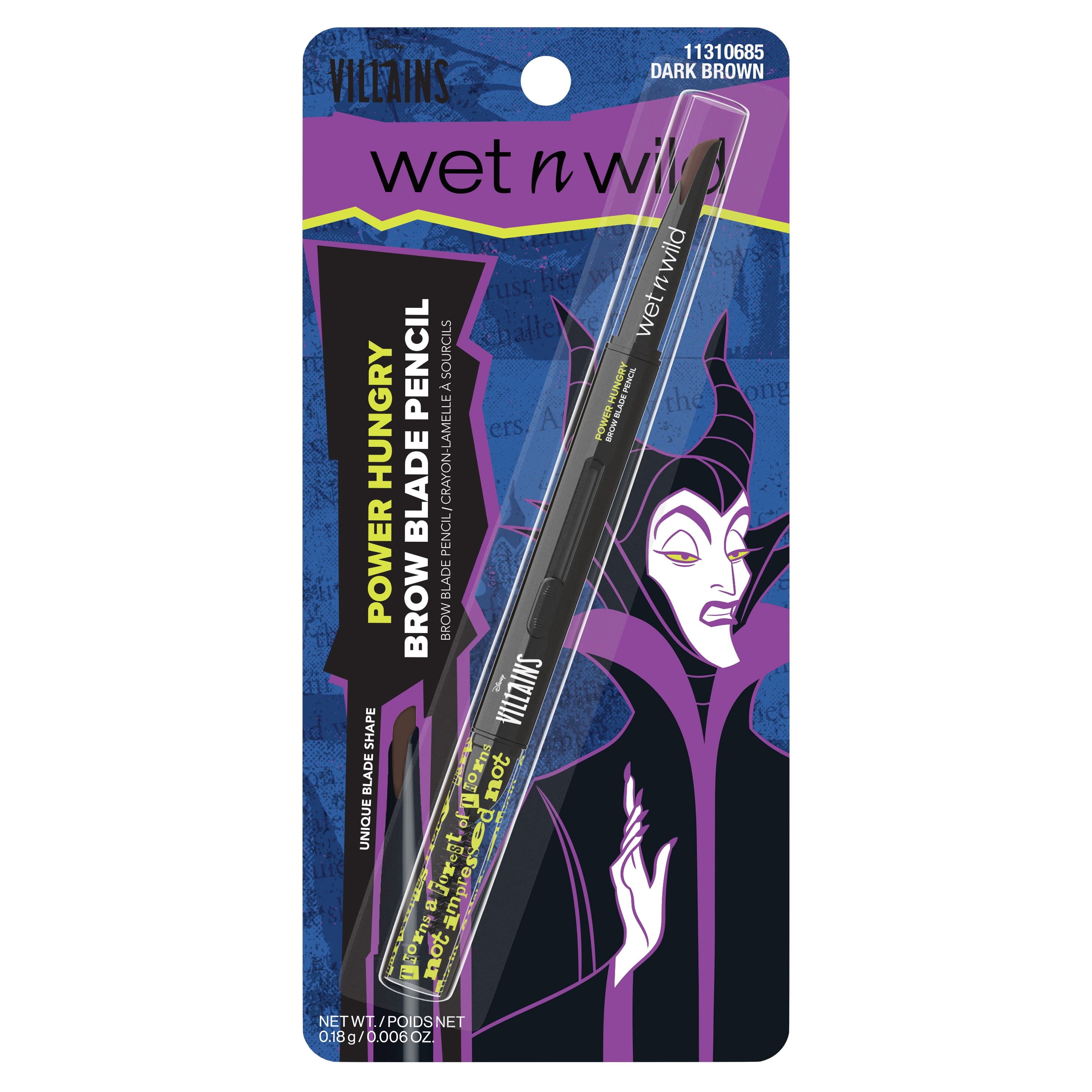 Wet n Wild Disney Villains, Maleficent, Power Hungry Brow Blade Pencil in Dark Brown, 0.006 Ounces