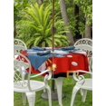 thumbnail image 2 of Outdoor Tablecloth with Umbrella Hole and Zipper, Red Santa Christmas Round Table Cloth 60 Inch Waterproof Tablecloth, Xmas Snowflake Merry Christmas Picnic Table Cover for Patio Camping, 2 of 7