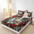 thumbnail image 4 of Feelyou Reindeer Elk Queen Sheet Sets for Teen, Christmas Pine Plant Flat Sheet, Winter Festival Holiday Queen Fitted Sheet, Ultra Soft Home Decor, 4pcs, 4 of 7