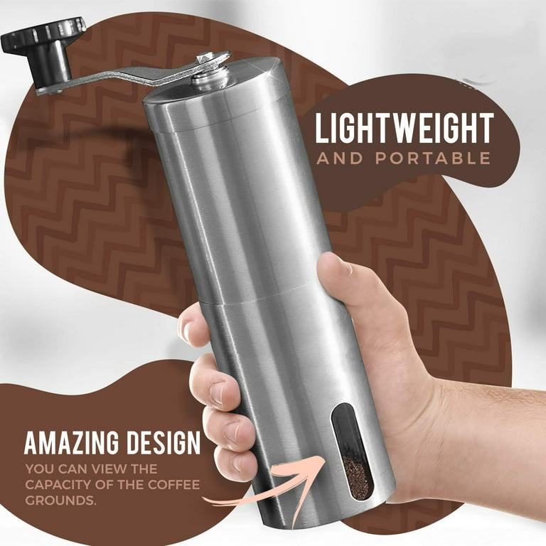 Lasting Coffee Manual Coffee Grinder with Stainless Steel Burr | Premium  Conical Whole Bean Hand Mill with Adjustable Settings | Portable Hand Crank
