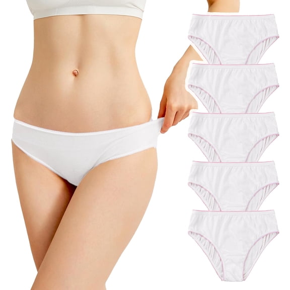 Women’s Disposable Underwear For Travel Stays Panties White 5pk 5PCS, XXL, White