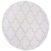 SAFAVIEH Machine Washable Rug Indoor/Outdoor Bermuda Collection - Bermuda Sophie Geometric Machine Washable Indoor/Outdoor Area Rug, Ivory/Light Grey, 5'3" x 5'3" Round