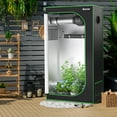 thumbnail image 2 of Costway 36''x20''x63'' Mylar Hydroponic Grow Tent w/Observation Window & Floor Tray Black, 2 of 9