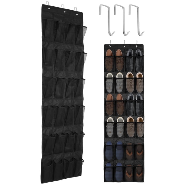 Organizador de zapatos sobre la puerta con 24 bolsillos de malla Organizador de zapatos duradero para colgar Zapatero de servicio pesado Colgador de puerta Colgador de zapatos plegable Colgador de zap