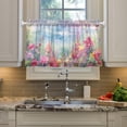 thumbnail image 5 of GZHJMY 36 Inch Length Kitchen Curtains Watercolor Flowers 2 Panels Half Window Sheer Curtains Rod Pocket Farmhouse Short Drapes for Bathroom Cafe Basement Home Decor, 5 of 7