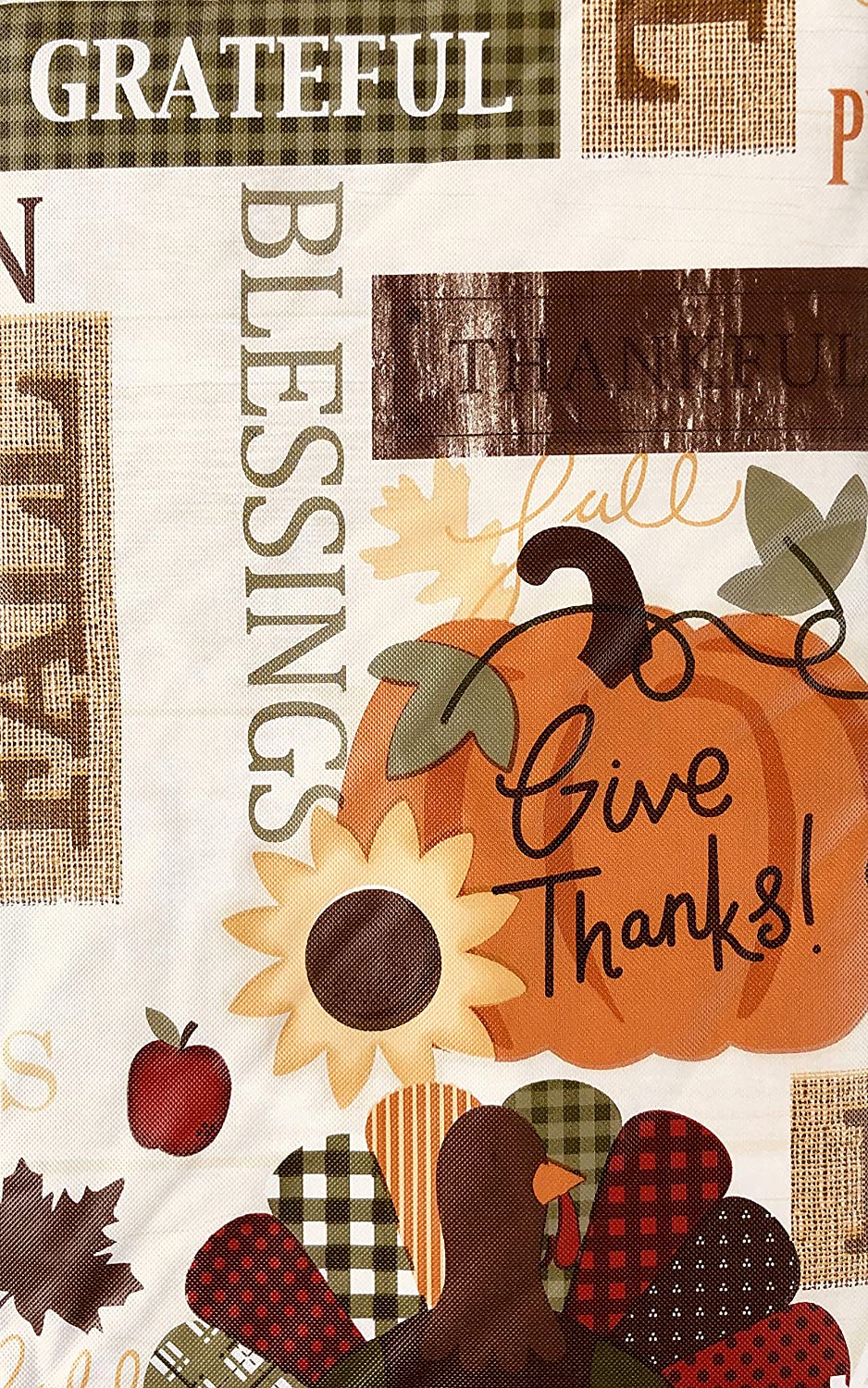 Fall Words Autumn Thanksgiving Party Decoration Flannel-Backed Tablecover